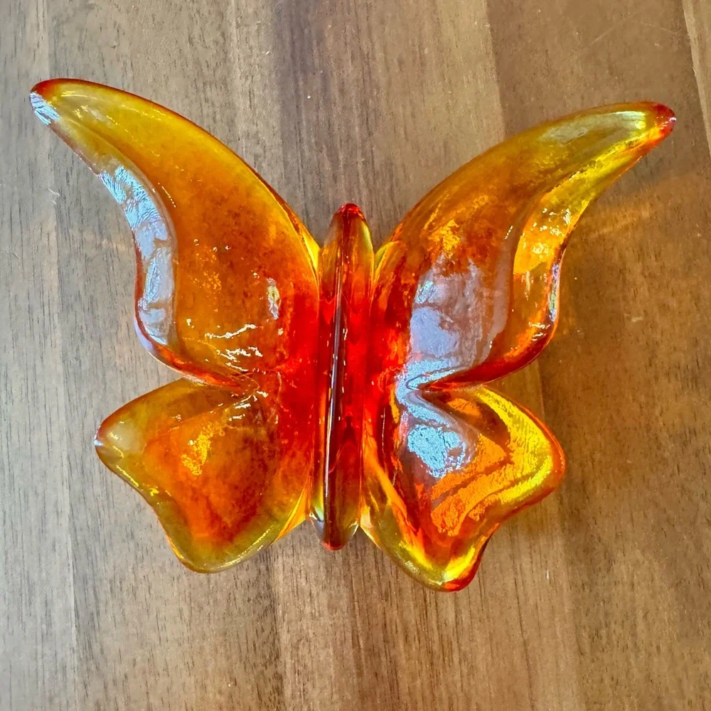 Vintage Lucite Orange Butterfly Sculpture - Picture 2 of 8